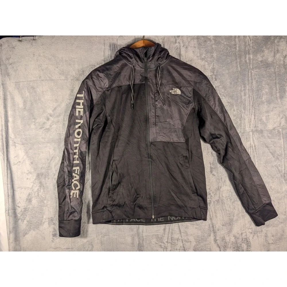 The North Face Men's Small Black‎ Camo Full Zip Hooded Fleece Jacket